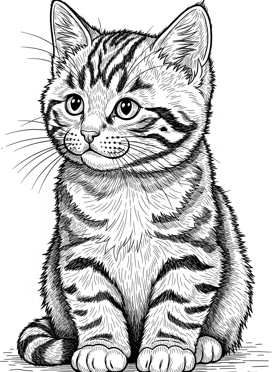 Desenho de Gatinha fofa para colorir