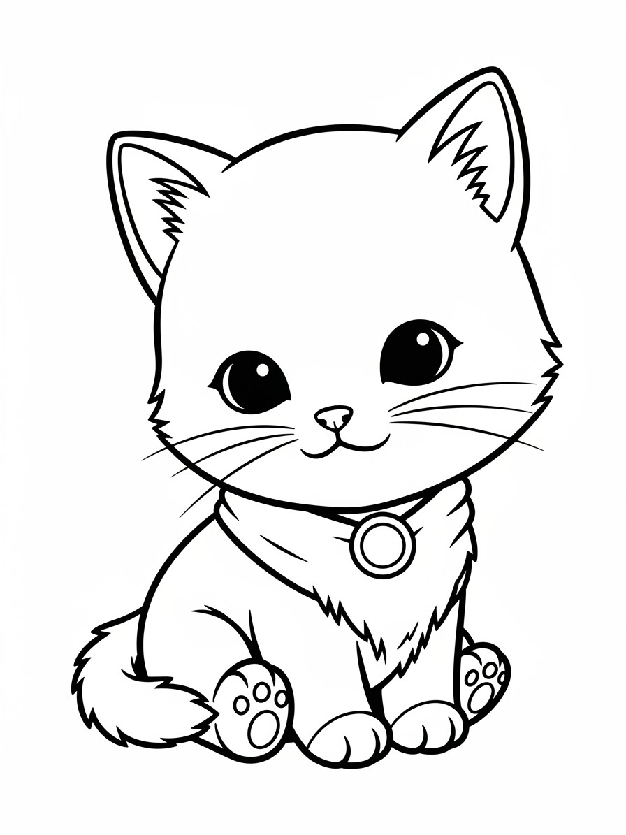 Desenho de Gatinha sentada para colorir