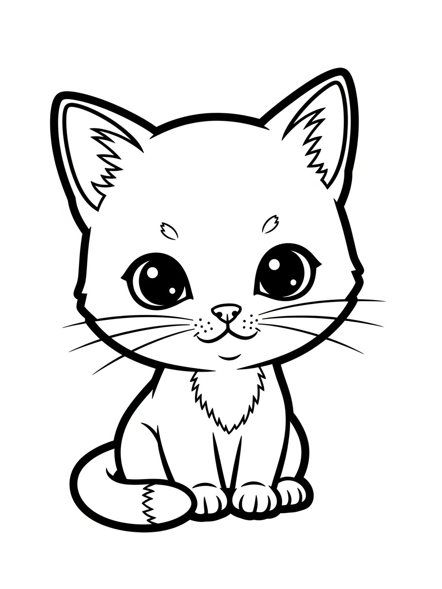Desenho de Gatinha fofa para colorir