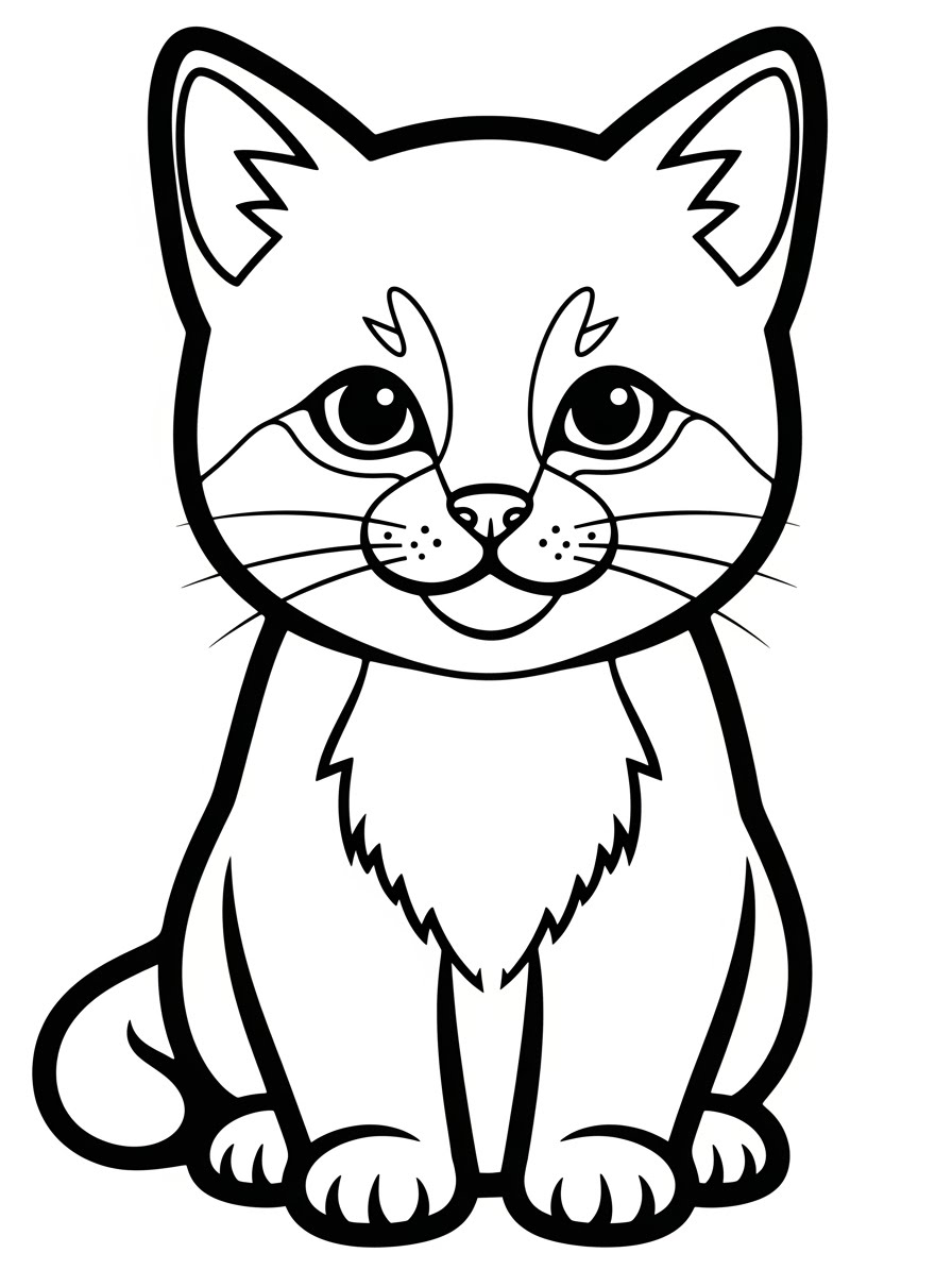 Desenho de Gatinha fofa sentada para colorir