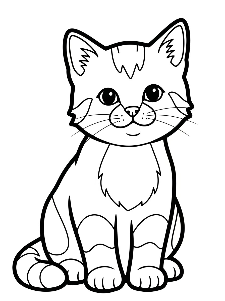 Desenho de Gatinha fofa sentada para colorir