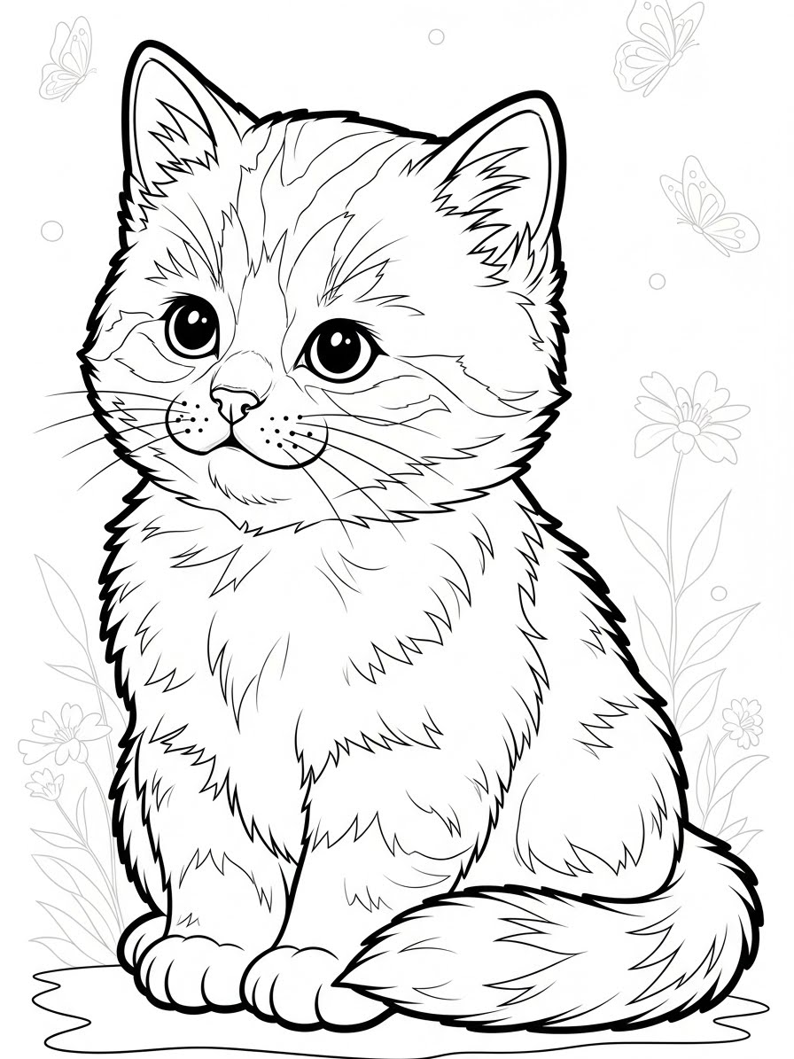 Desenho de Gatinha fofinha para colorir