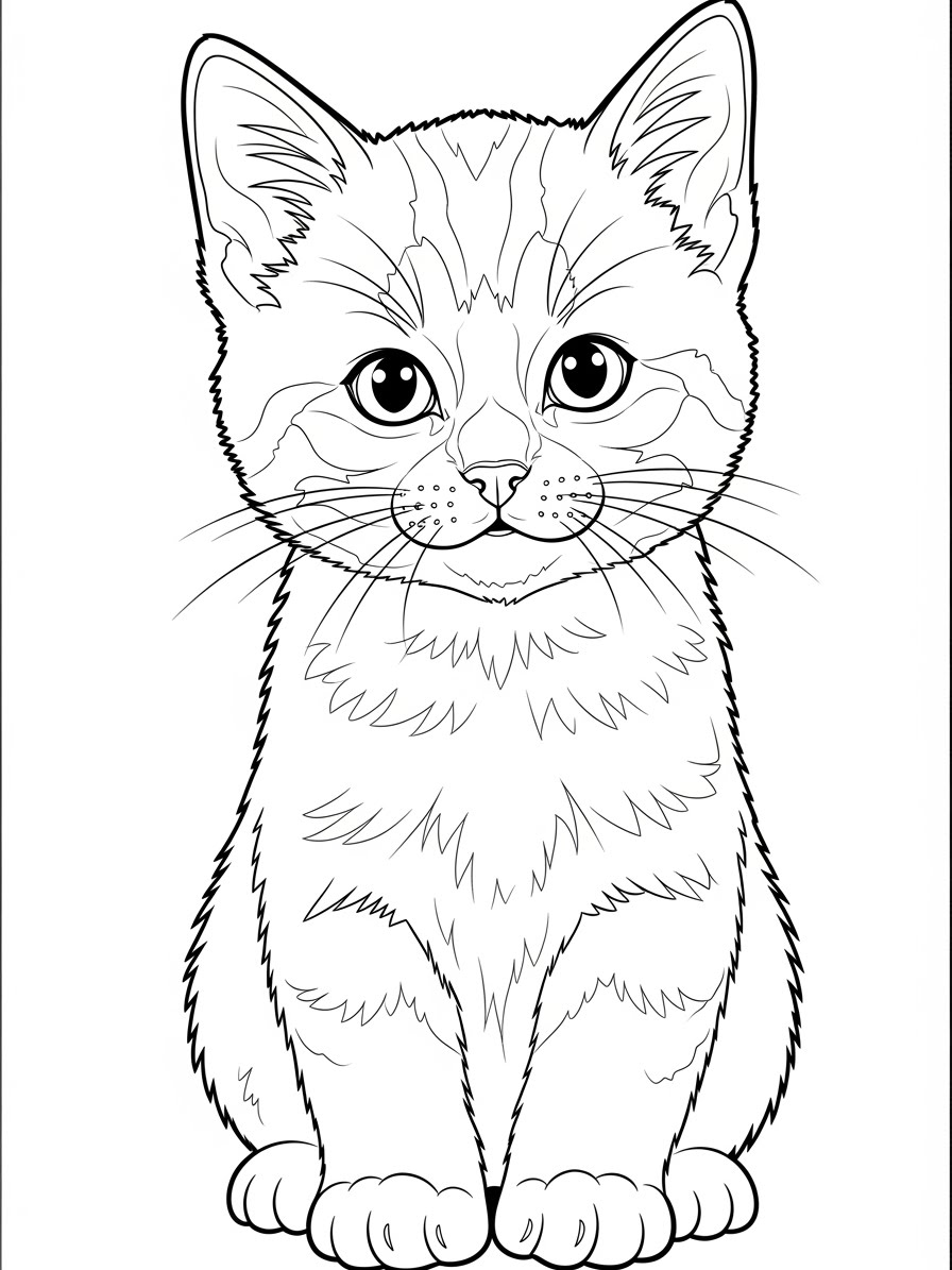 Desenho de Gatinha fofa para colorir