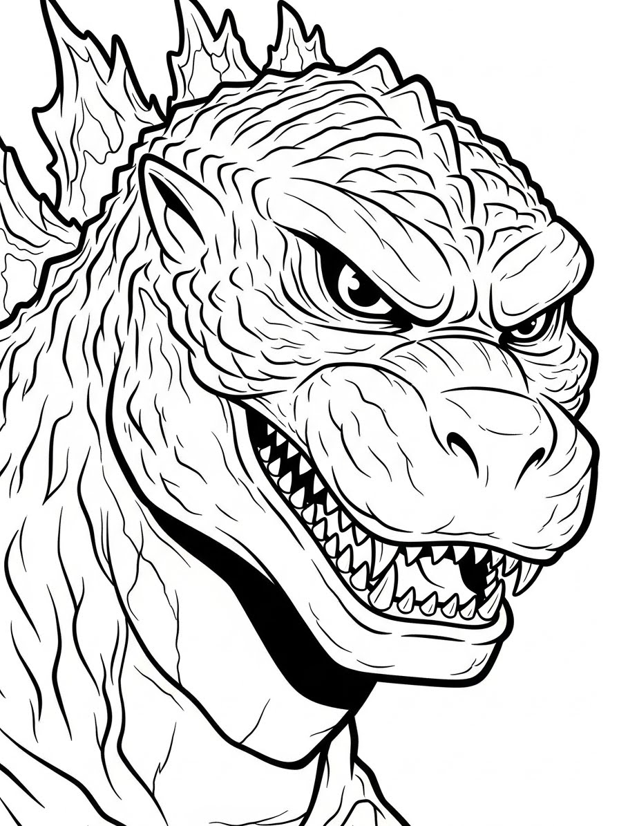 Desenho do Godzilla realista para colorir