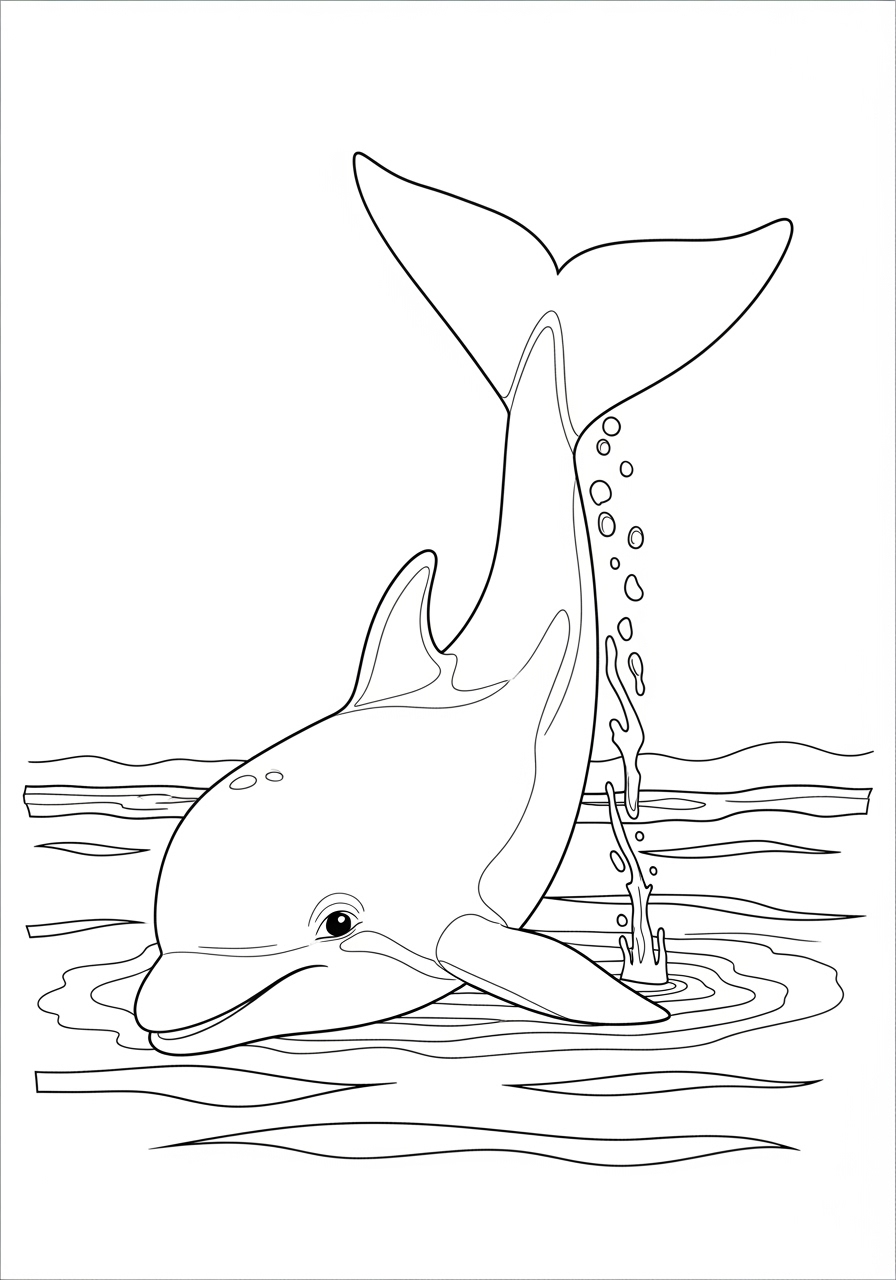 Desenho de Golfinho saltando na água para colorir