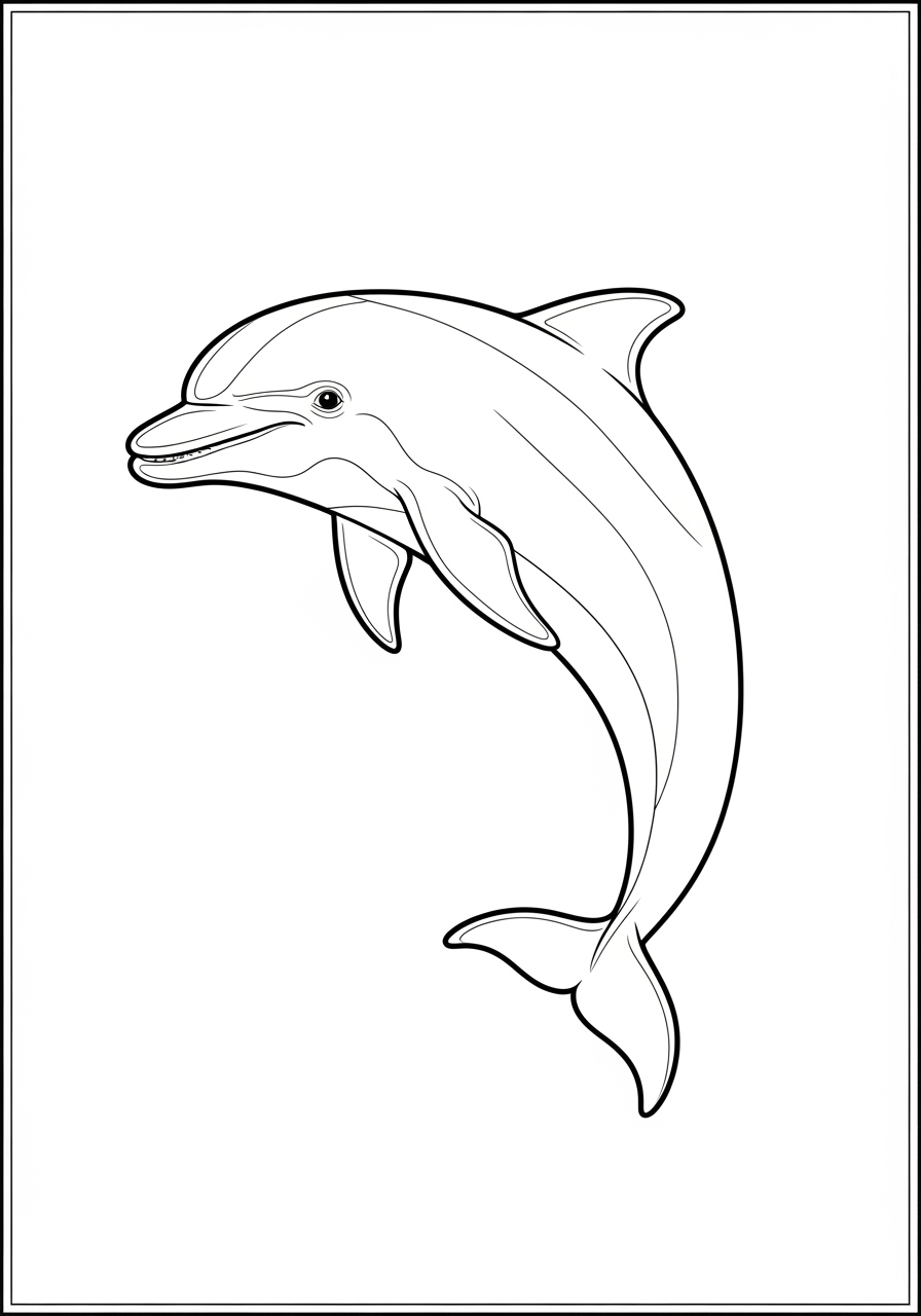 Desenho de Golfinho sorrindo a lápis para colorir