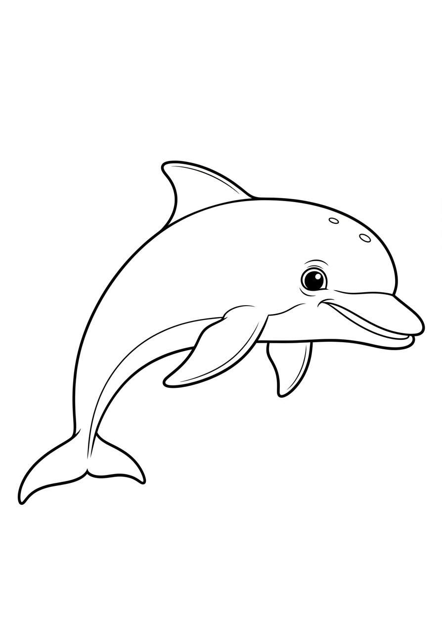 Desenho de Golfinho sorrindo simples para colorir