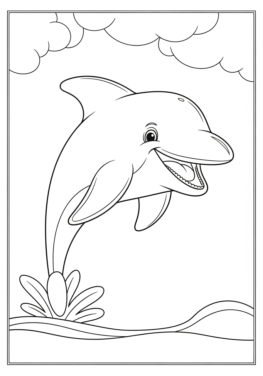 Desenho de Golfinho sorridente e fofinho para colorir