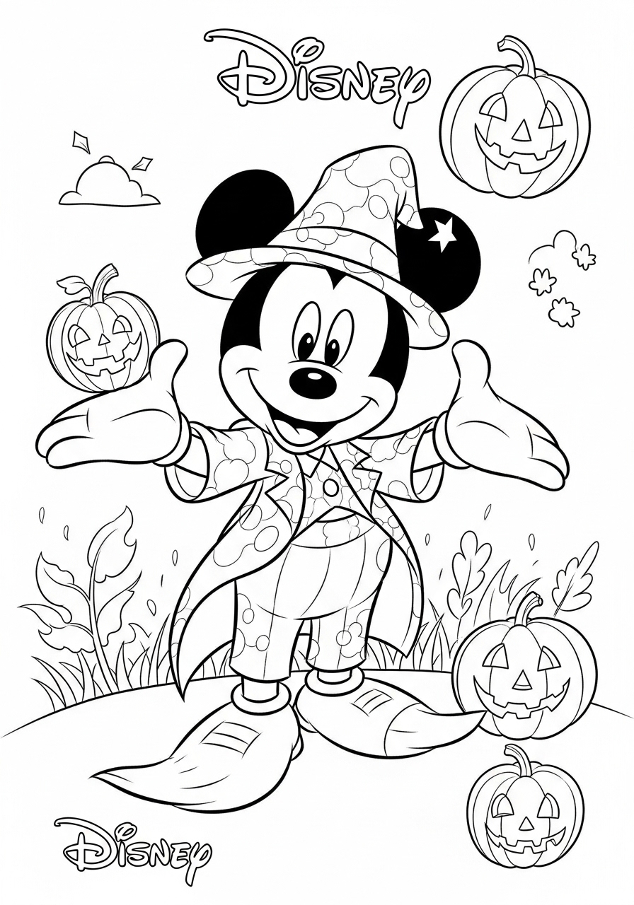 Desenho Halloween do Mickey Mouse para imprimir e colorir