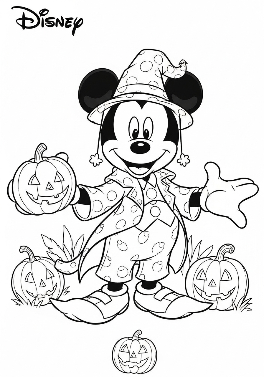 Desenho Halloween do Mickey Mouse para imprimir e colorir