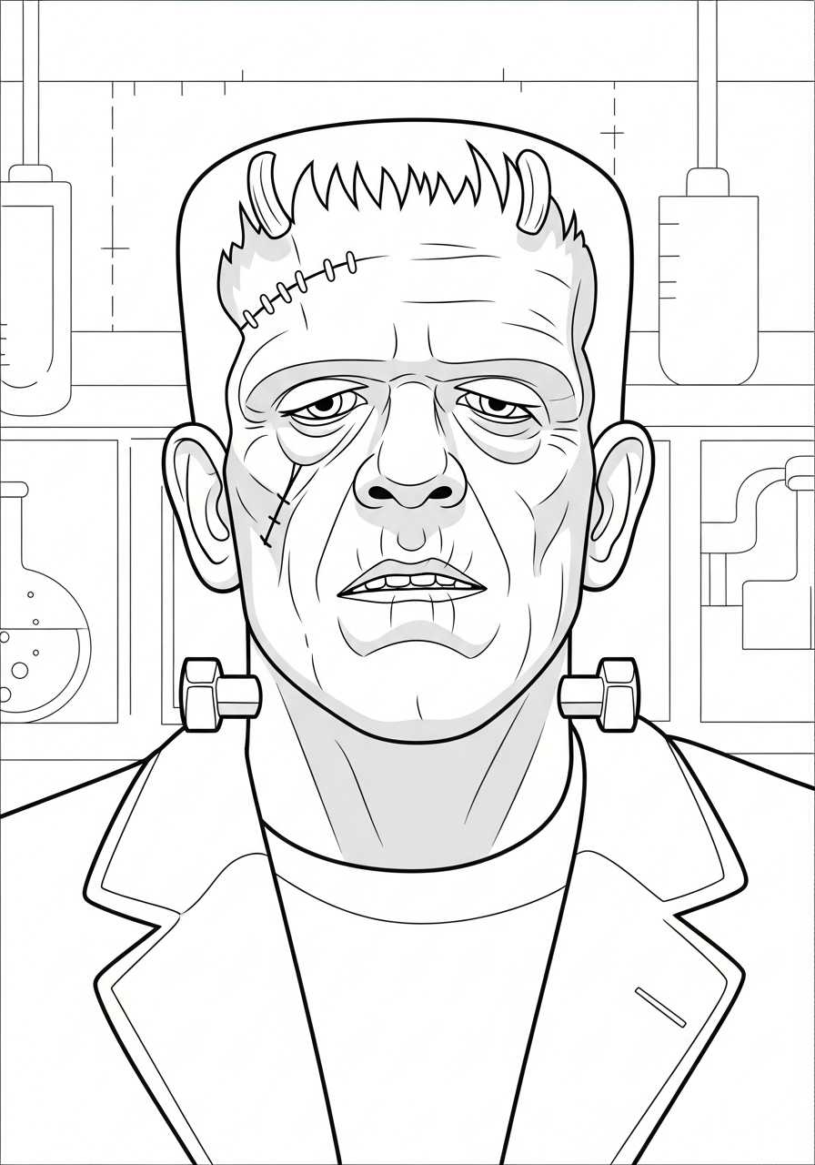 Desenho Halloween de Frankenstein para imprimir e colorir