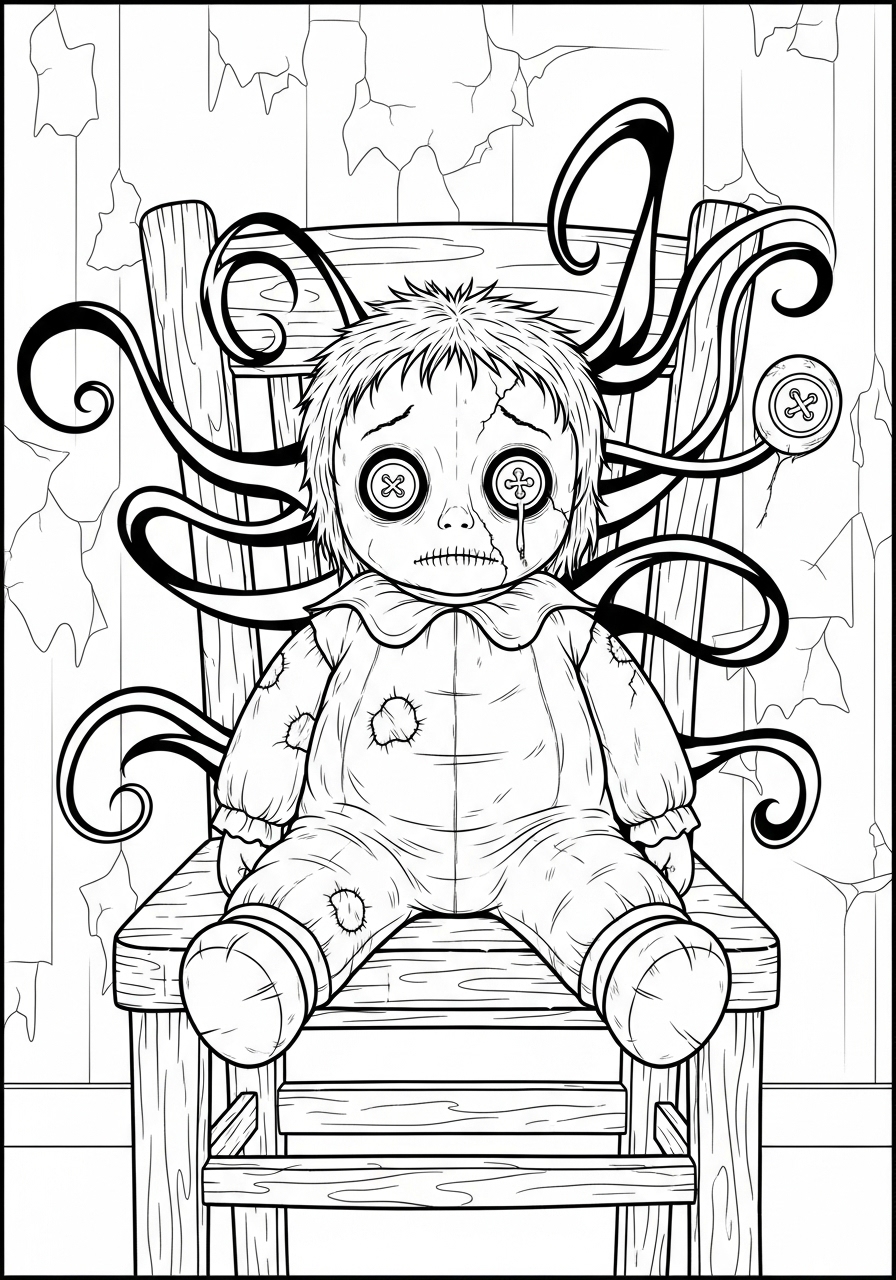 Desenho Halloween de boneco assustador para imprimir e colorir