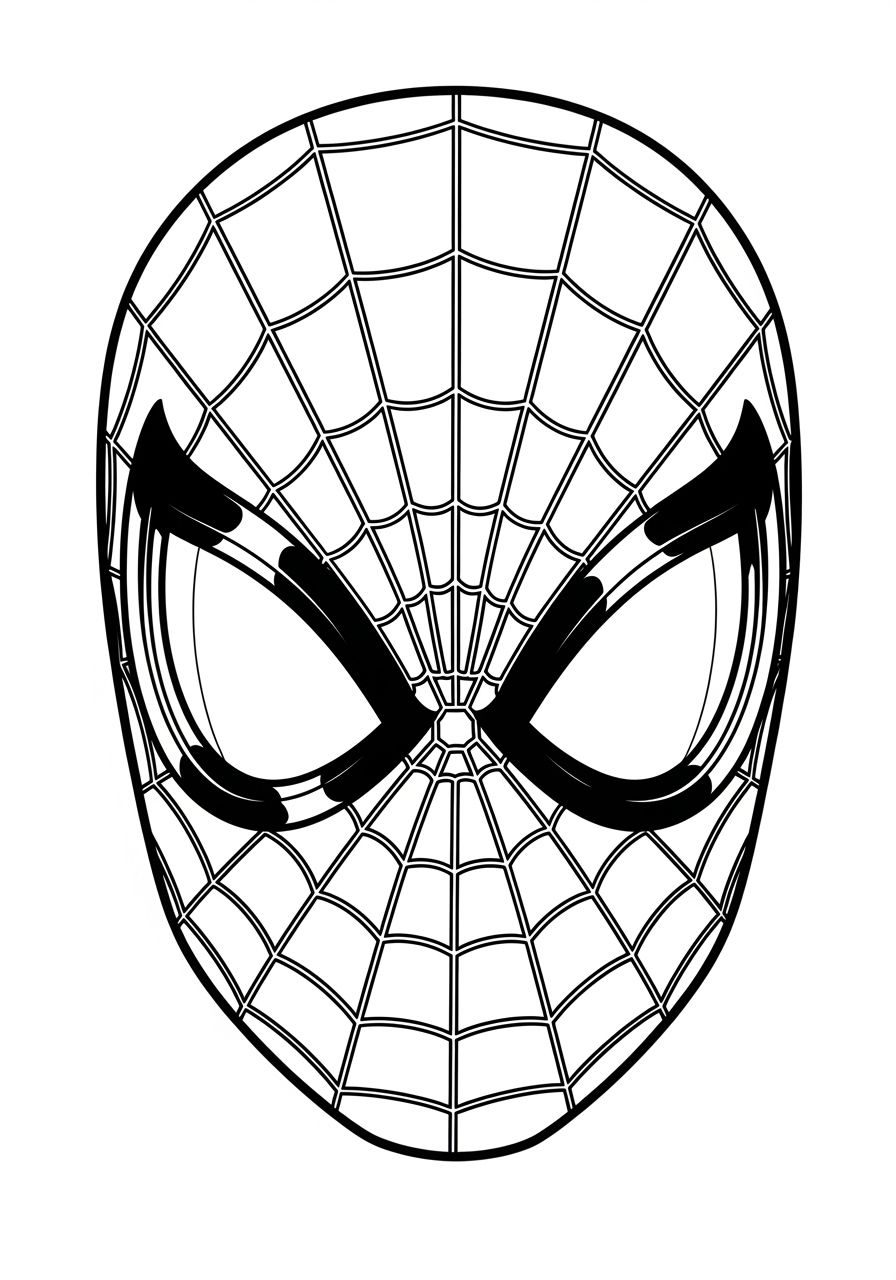 Desenho da máscara do Homem Aranha para imprimir e colorir