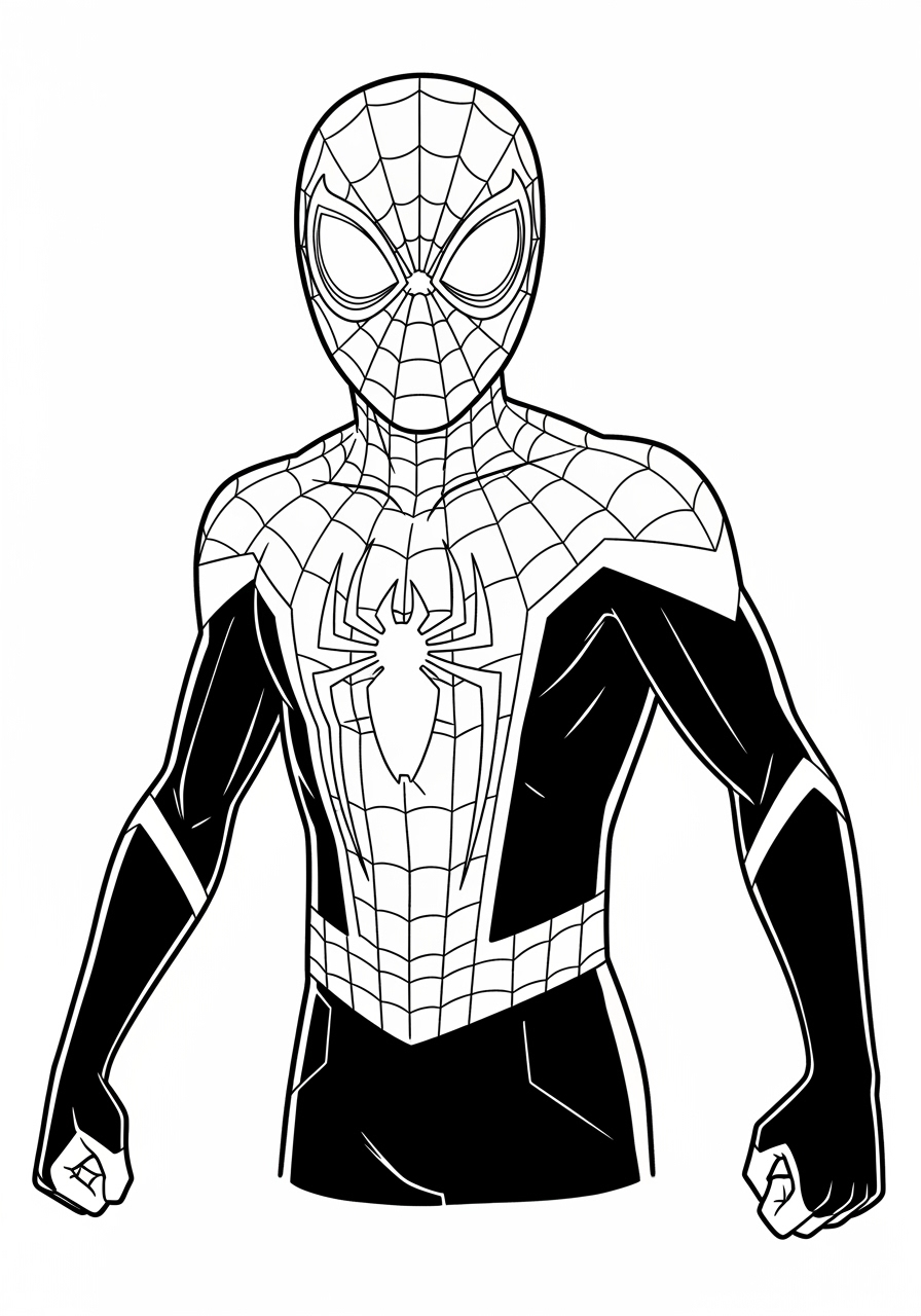 Desenho do Homem Aranha em sua pose clássica para colorir