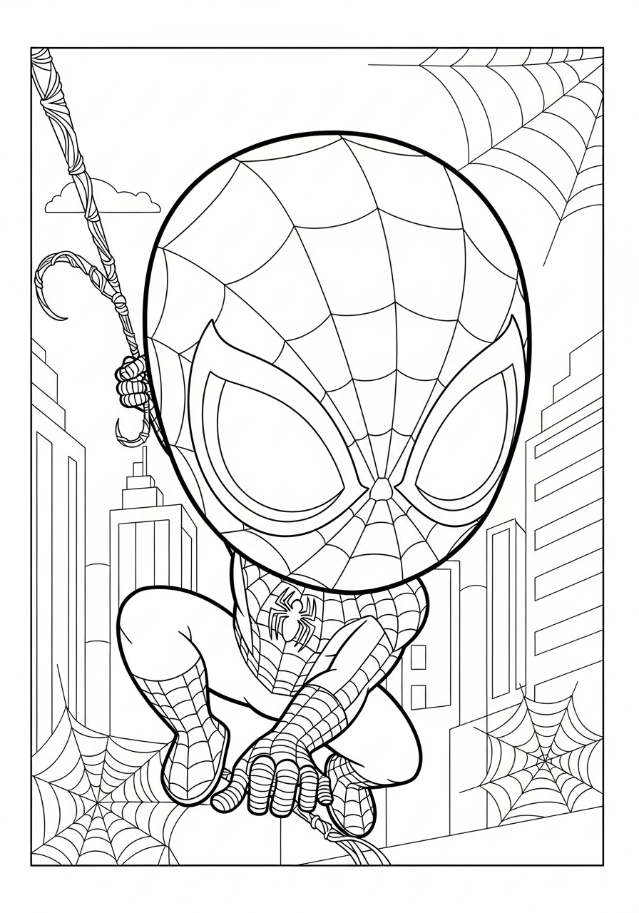 Desenho do Homem Aranha estilizado pronto para colorir