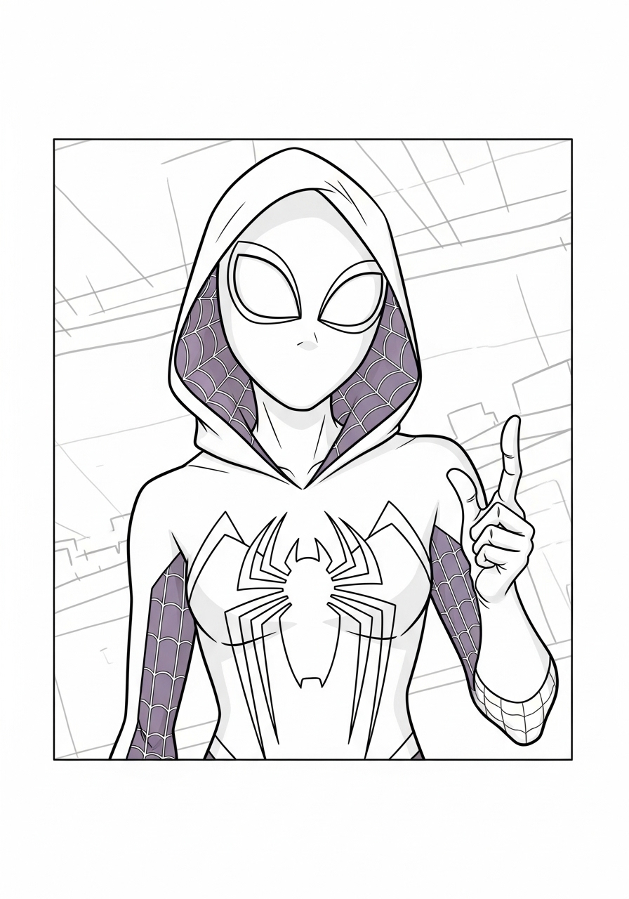 Desenho do Homem Aranha com capuz para imprimir e colorir