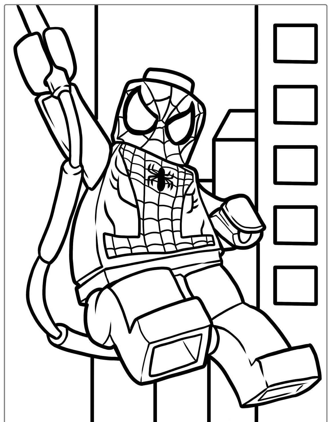 Desenho do Homem Aranha de brinquedo balançando para colorir