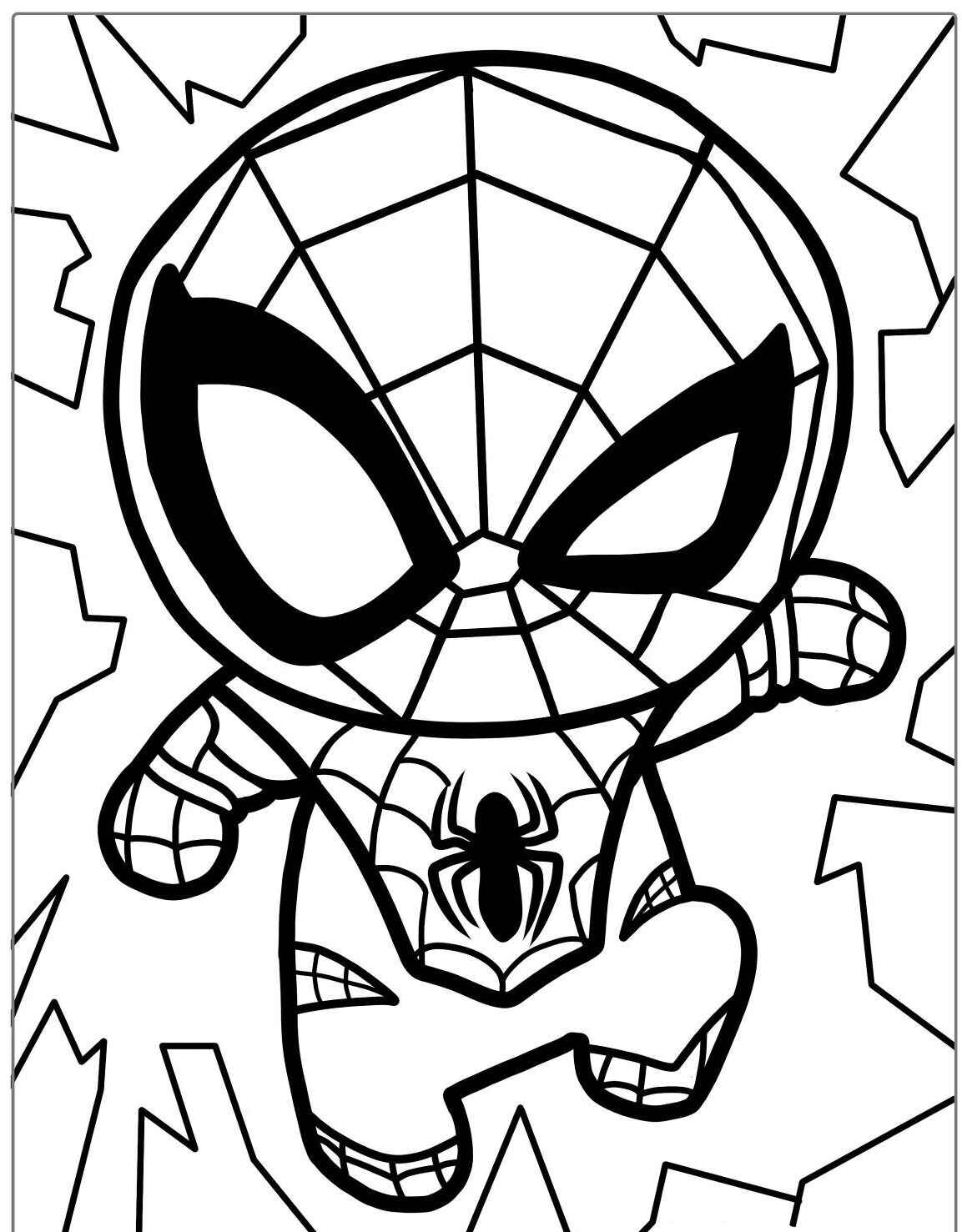 Desenho do Homem Aranha com traços grandes para imprimir e colorir