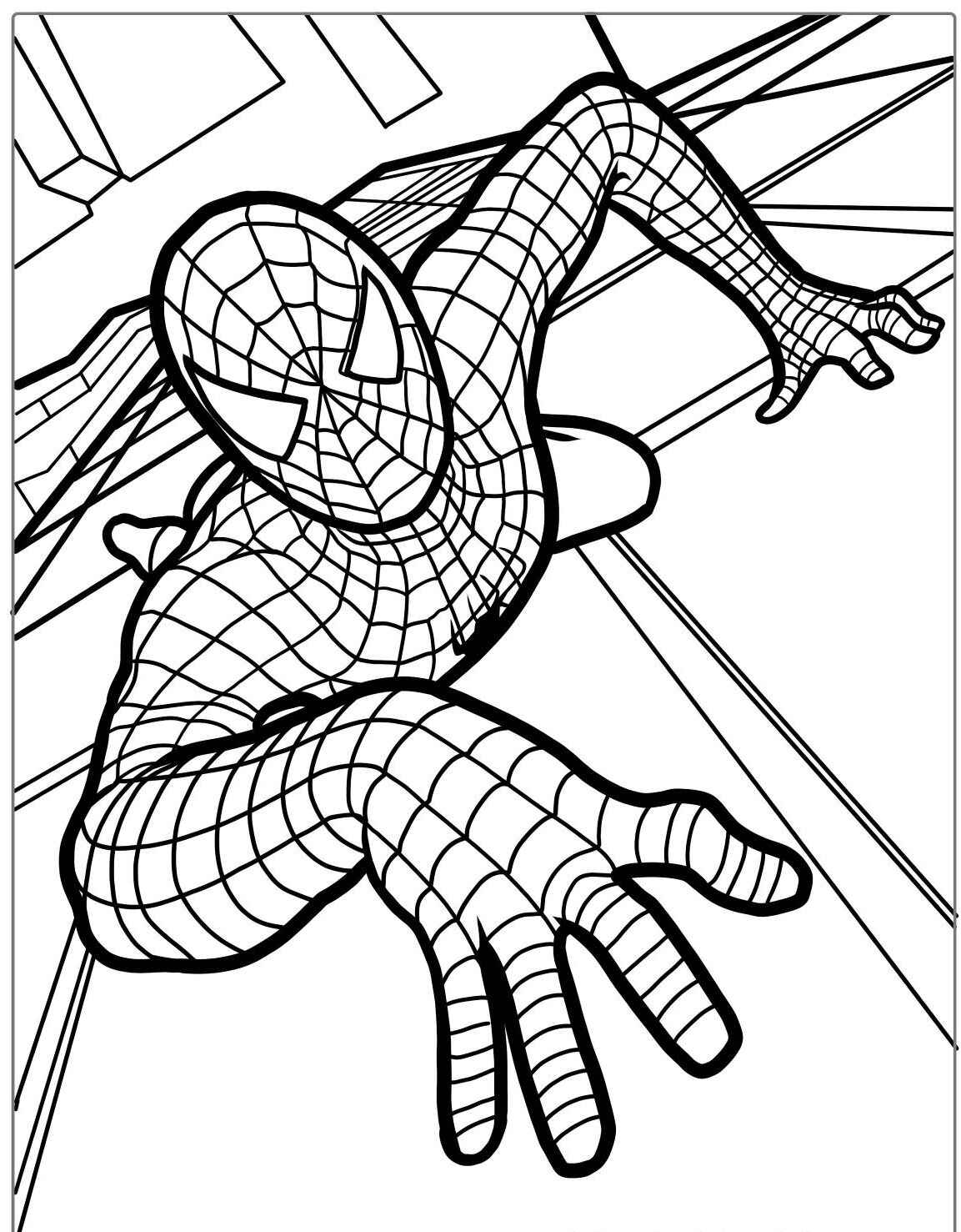Desenho do Homem Aranha escalando prédios para imprimir