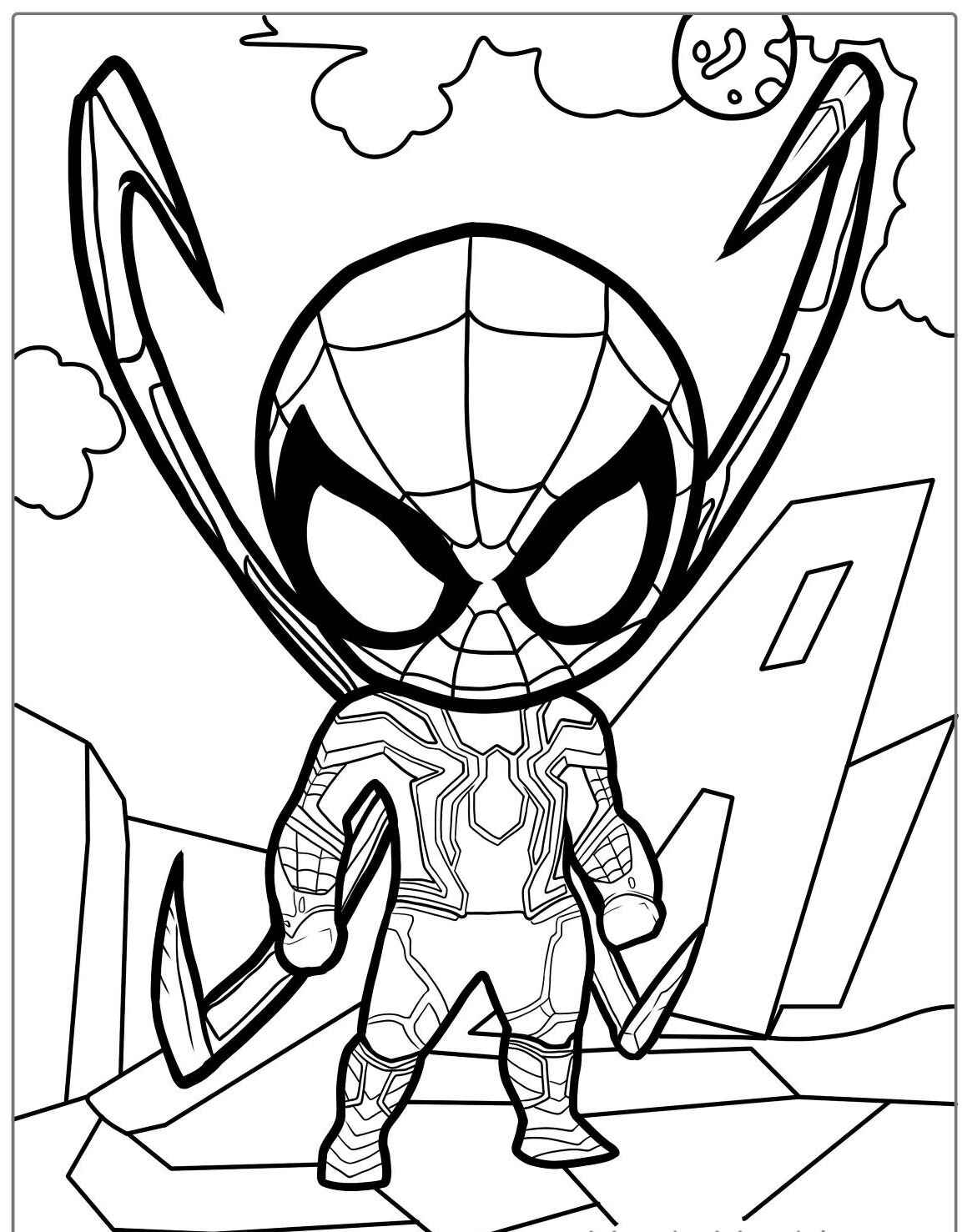 Desenho do Homem Aranha com garras para imprimir e colorir