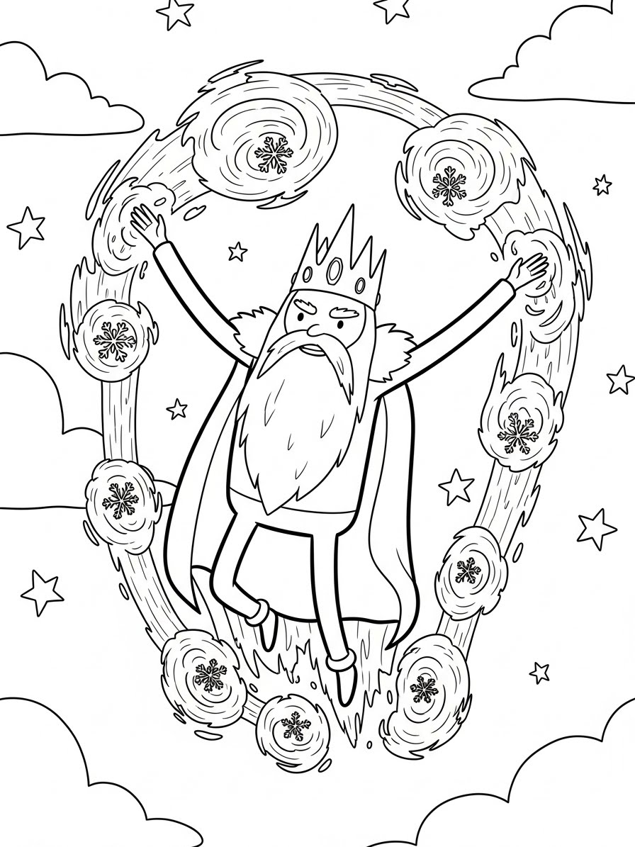 Desenho de Hora de Aventura com o Rei Gelado para colorir