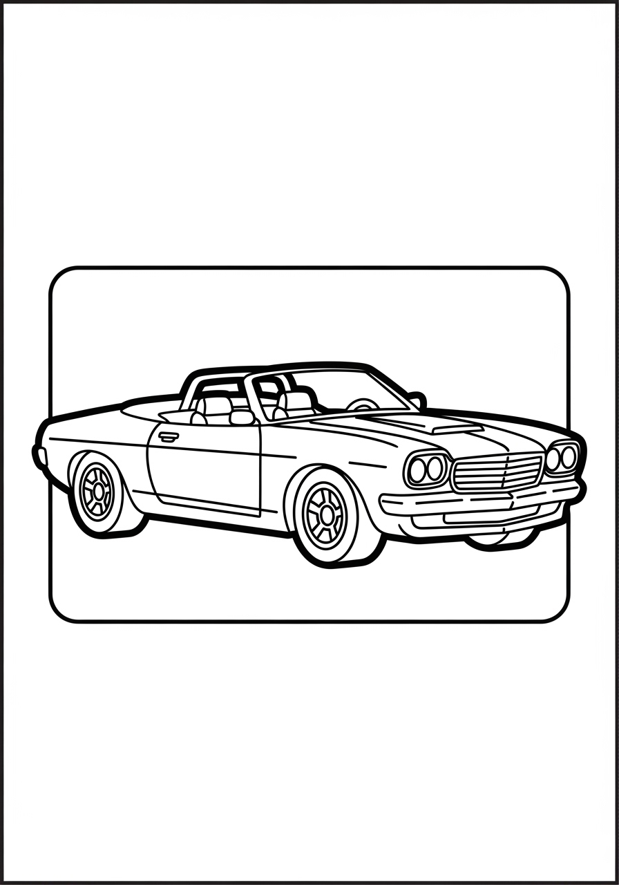 Desenho de Hot Wheels de carro esportivo conversível para colorir