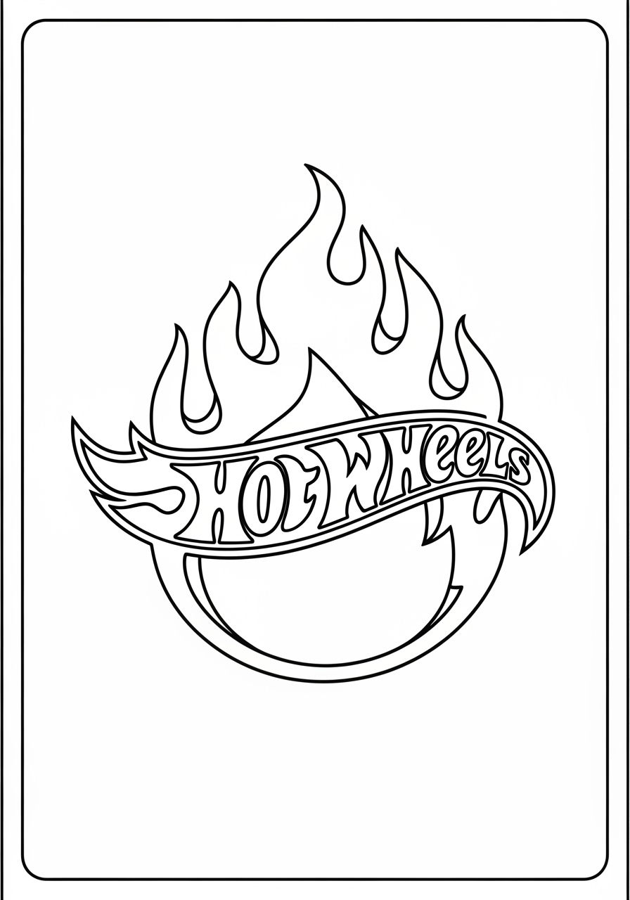 Desenho de Hot Wheels logo em chamas para colorir