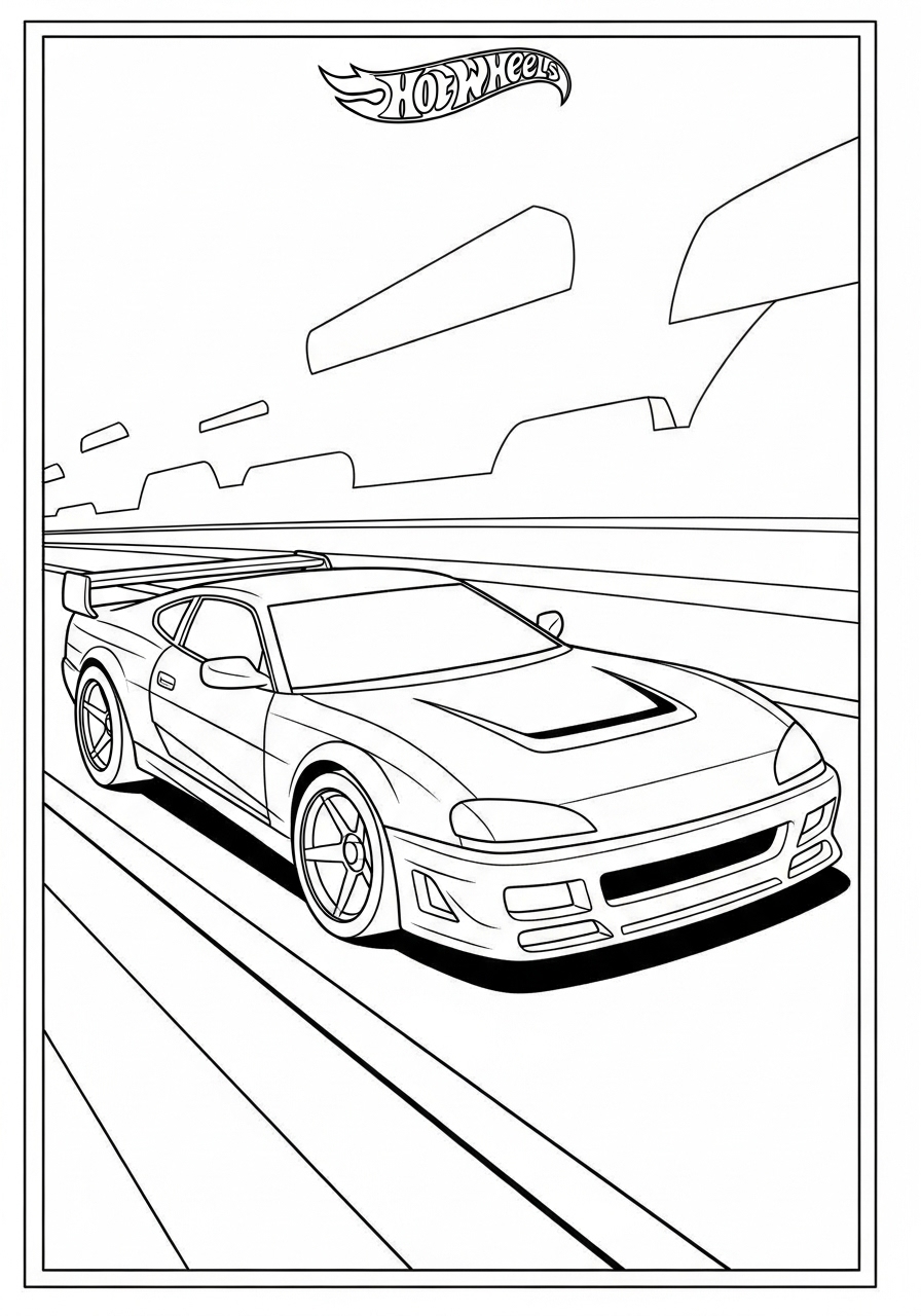 Desenho de Hot Wheels carro esportivo em alta velocidade