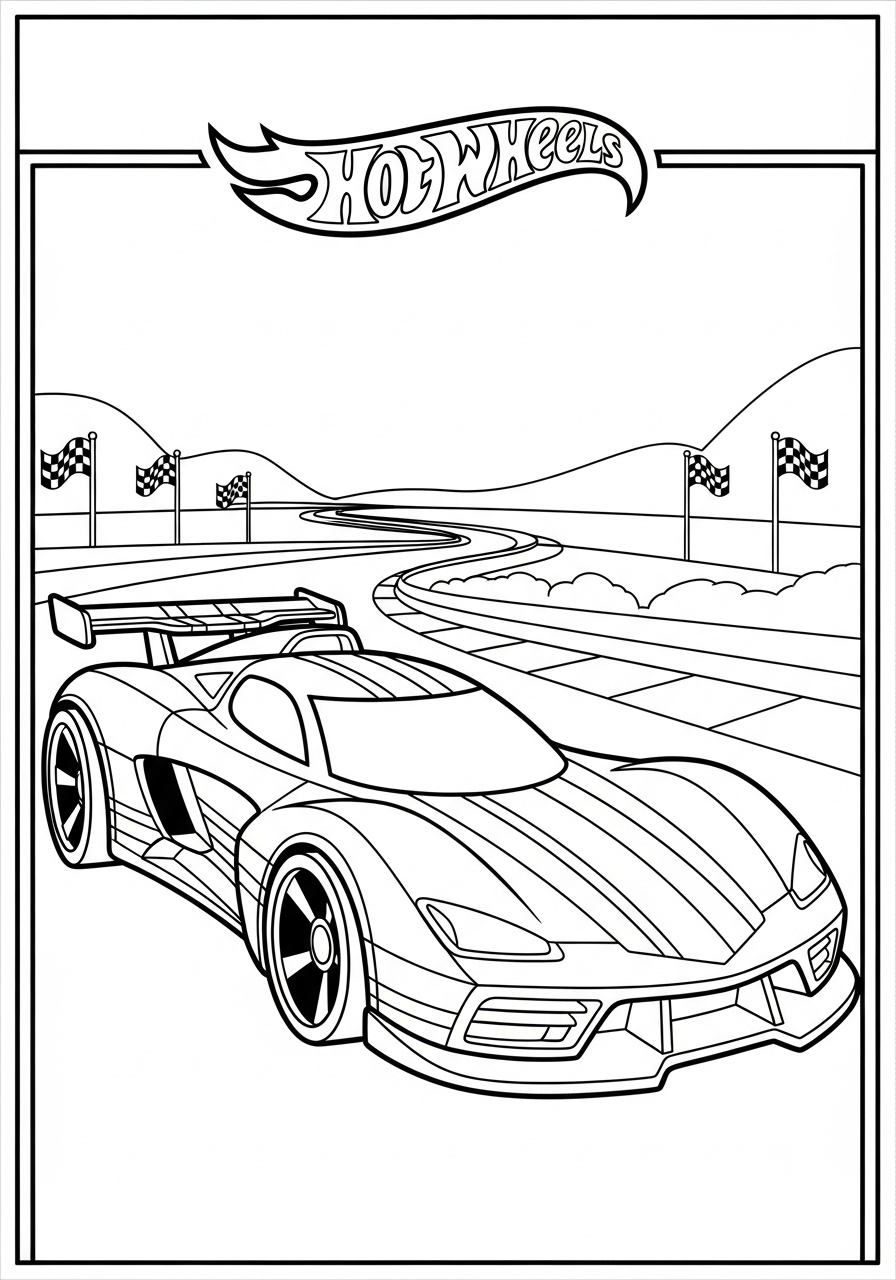 Desenho de Hot Wheels de um carro esportivo para colorir