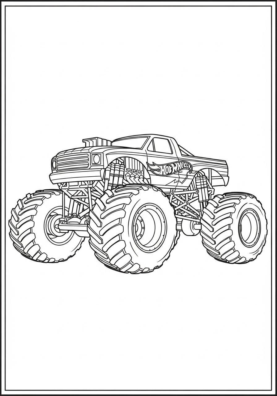 Desenho de Hot Wheels com carro monstro para colorir