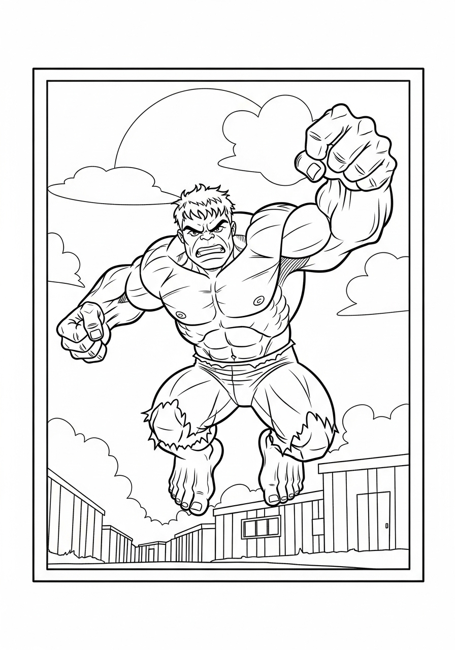 Desenho do Hulk em ação para colorir