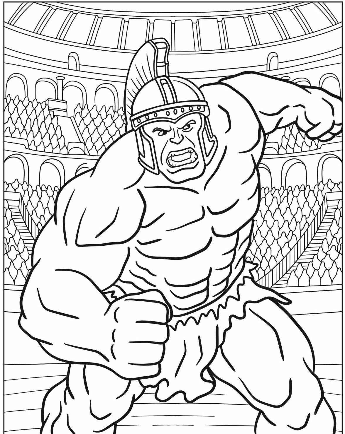Desenho de Hulk lutando em uma arena para colorir