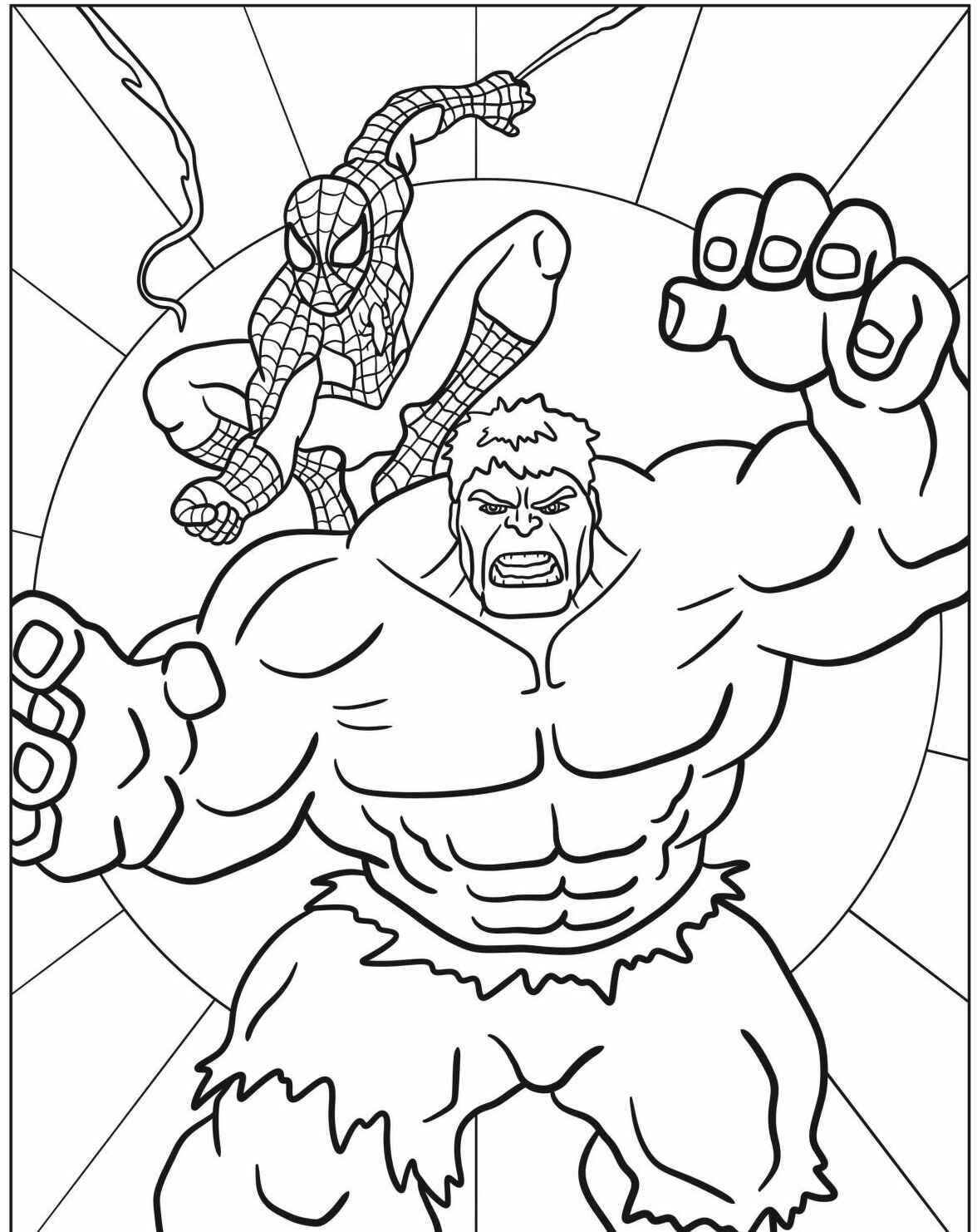 Desenho do Hulk e do Homem-Aranha para colorir