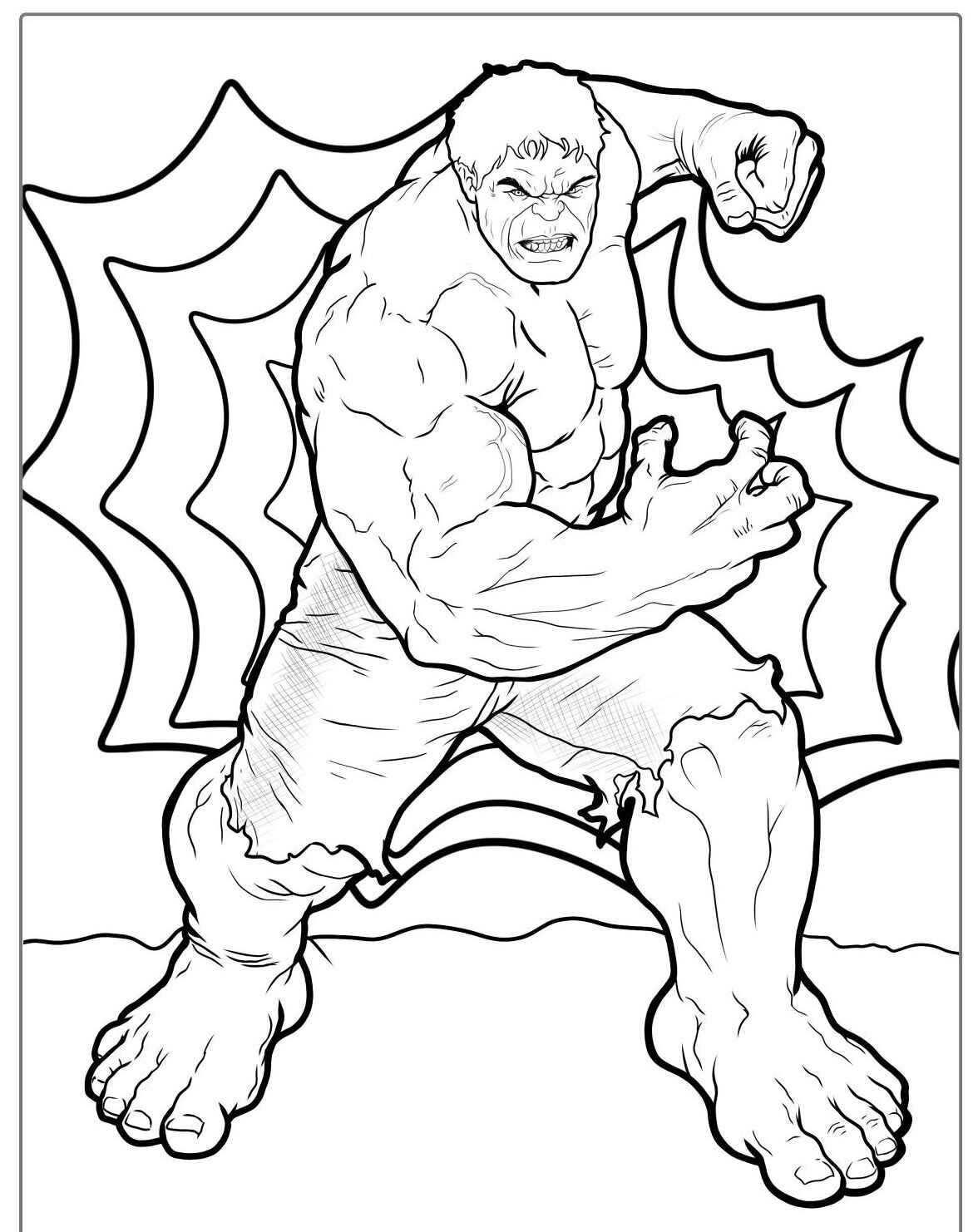 Desenho do Hulk forte e decidido para colorir