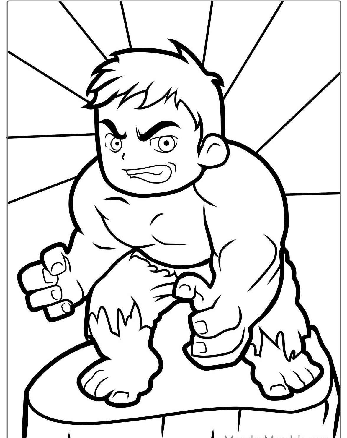 Desenho do Hulk com pose poderosa para colorir
