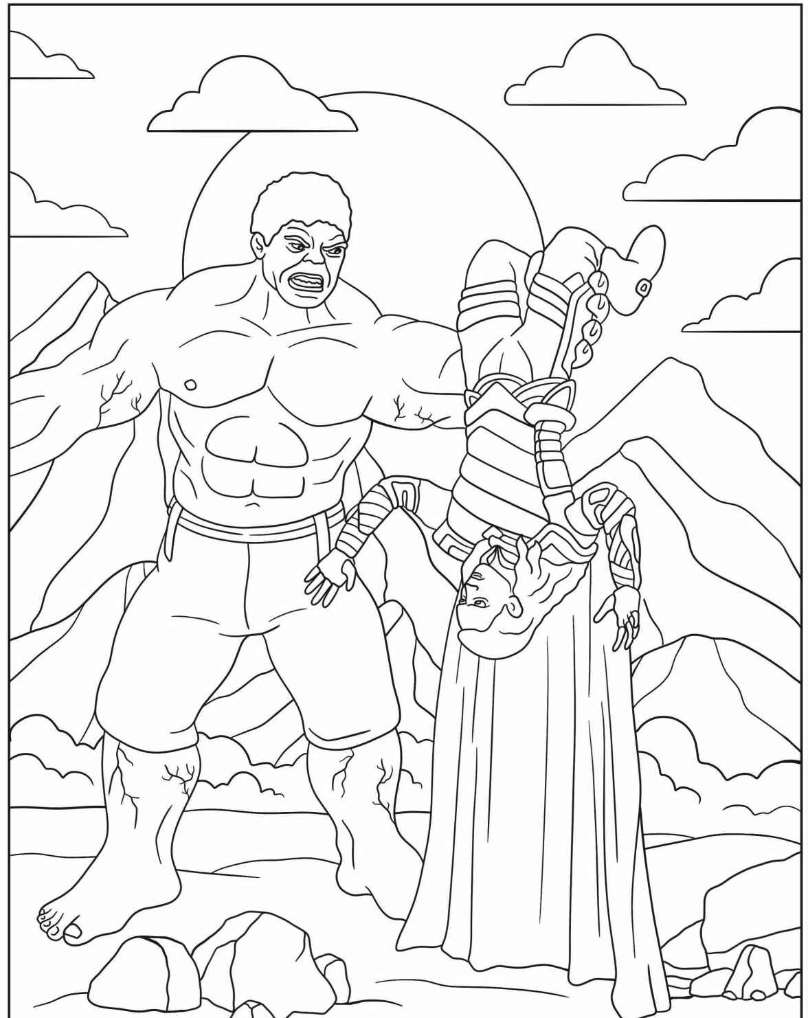 Desenho do Hulk segurando uma mulher para colorir