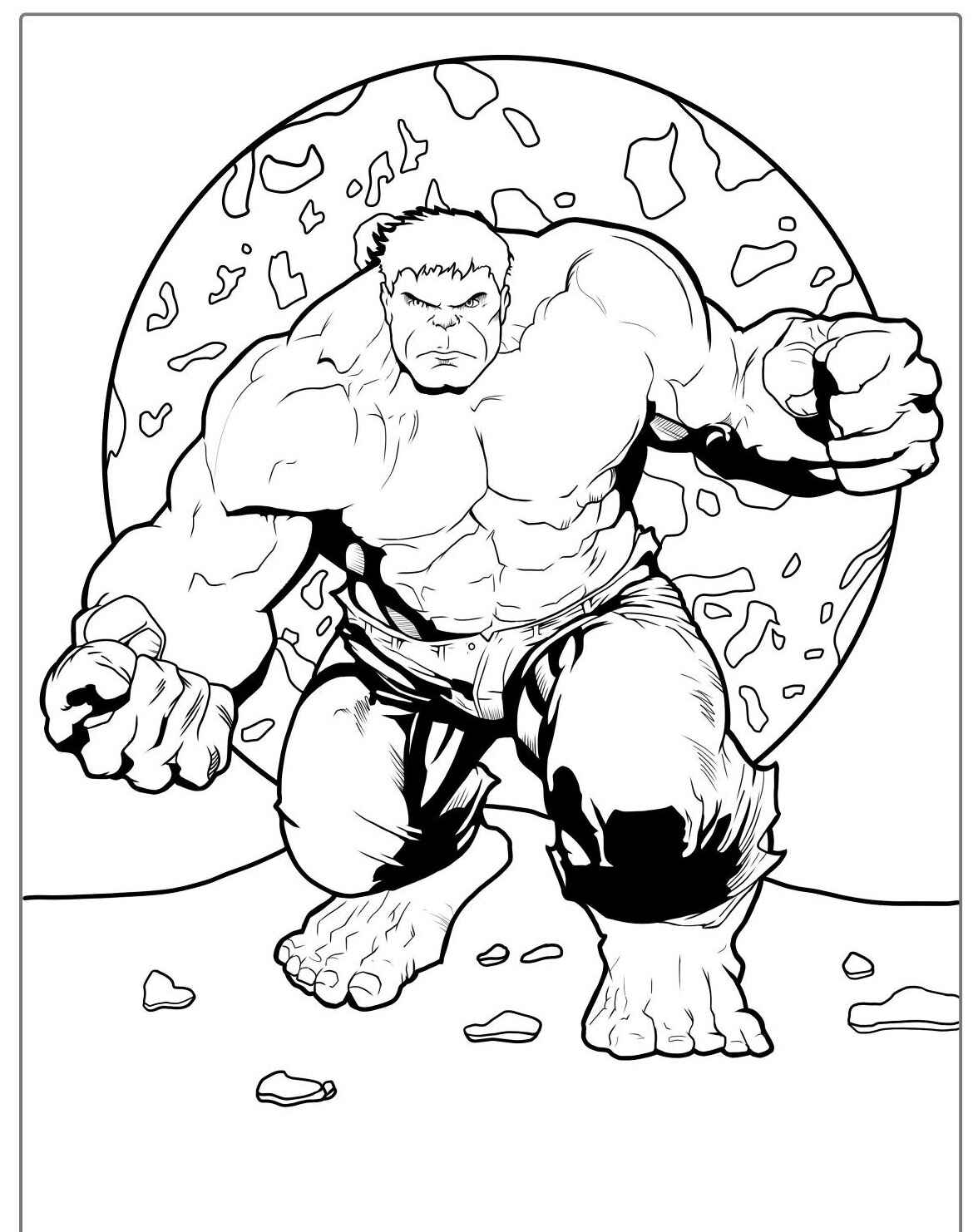Desenho do Hulk musculoso pronto para colorir