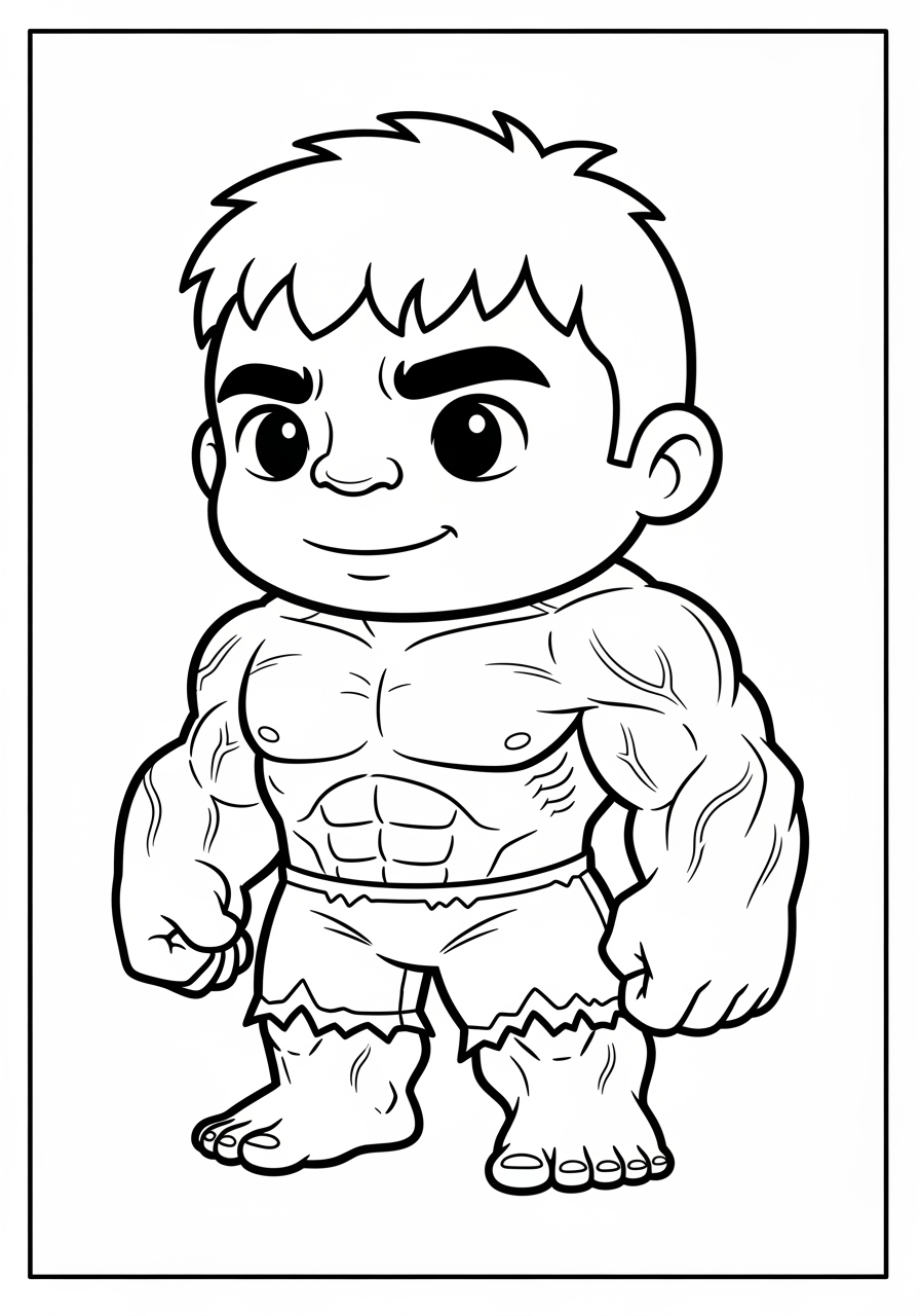 Desenho de Hulk fofo com músculos para colorir