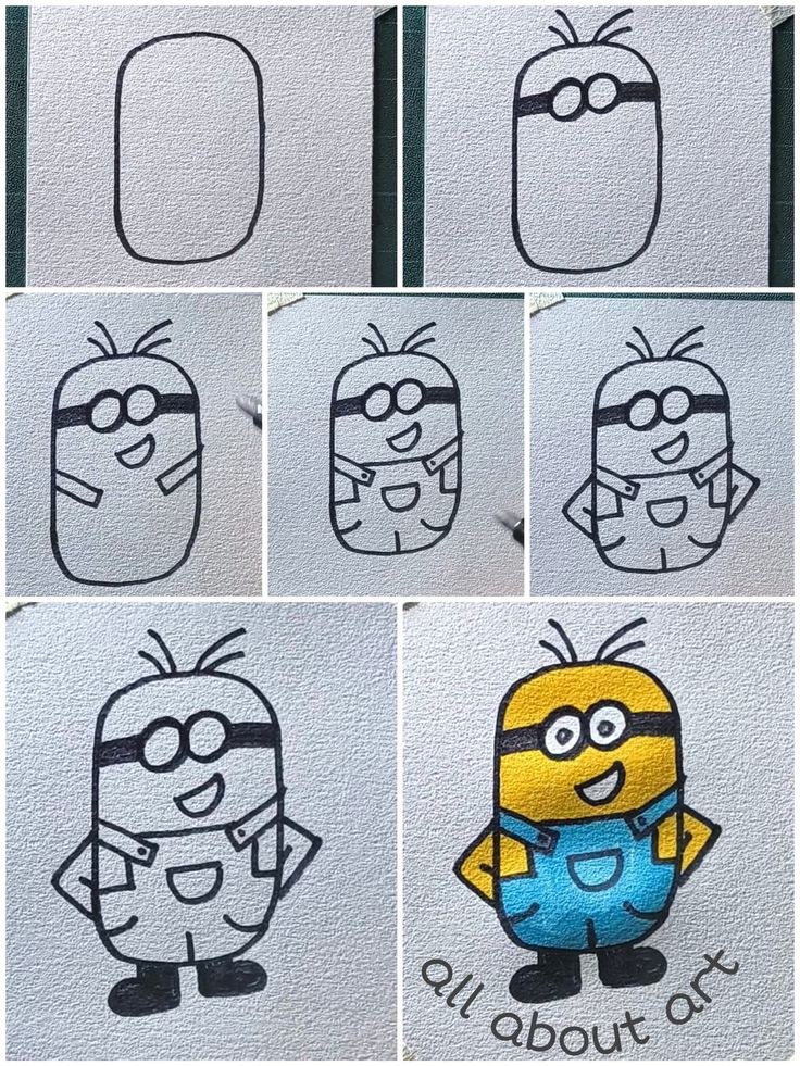 Desenho Fácil para Desenhar: Minion sorridente com óculos