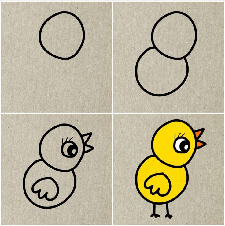 Desenho Fácil para Desenhar: Passarinho amarelo sorridente