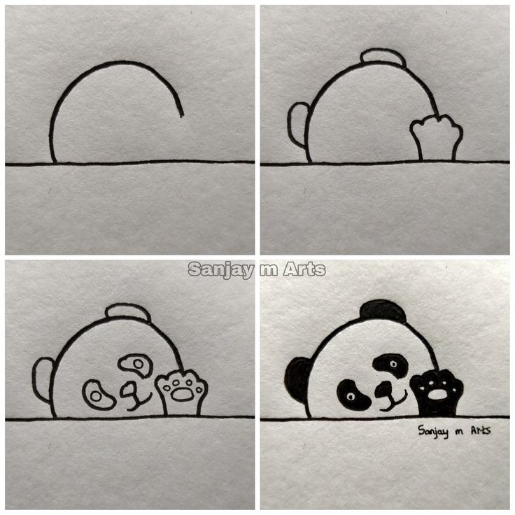 Desenho Fácil para Desenhar de Panda fofo espiando