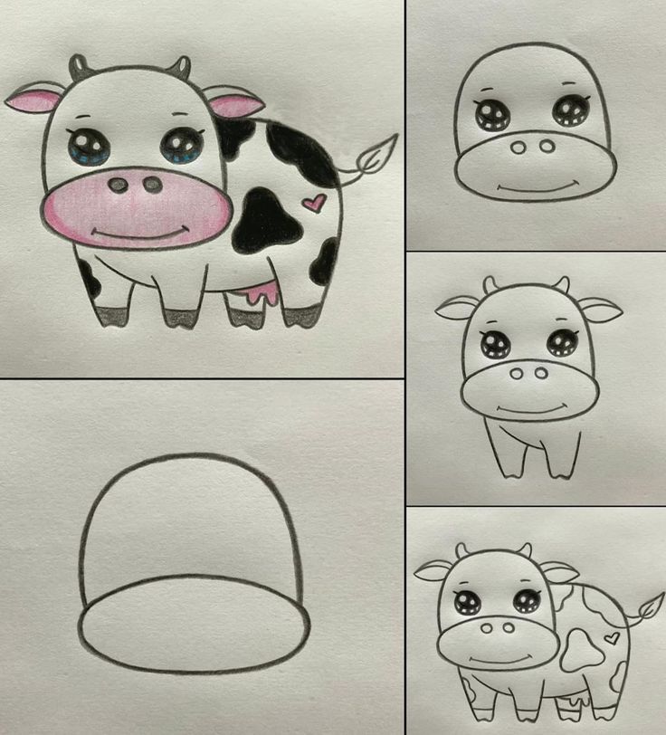 Desenho Fácil para Desenhar: Vaquinha fofa com detalhes coloridos