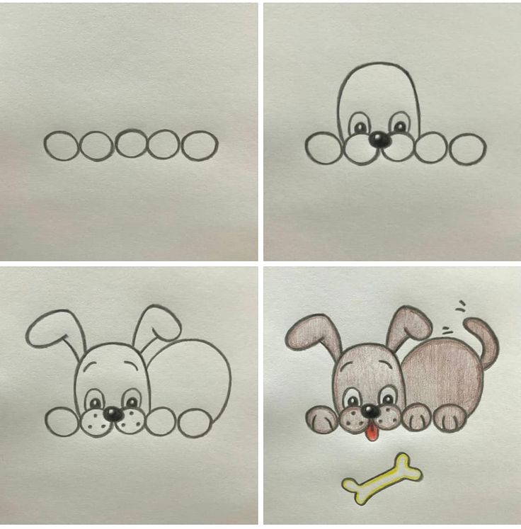 Desenho Fácil para Desenhar um cachorro brincando com osso