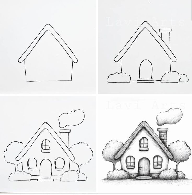Desenho Fácil para Desenhar: Casa em etapas de desenho