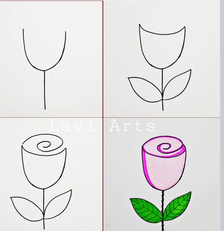 Desenho Fácil para Desenhar uma rosa com passo a passo