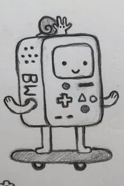 Desenho Fácil para Desenhar: Personagem sorridente em skate