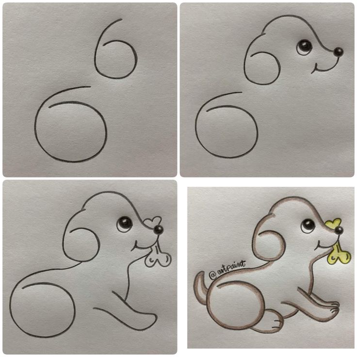 Desenho Fácil para Desenhar de cachorro fofo com osso