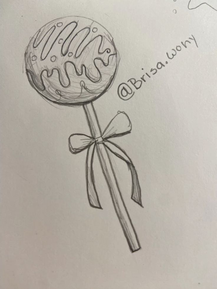 Desenho Fácil para Desenhar de Pirulito decorado com laço