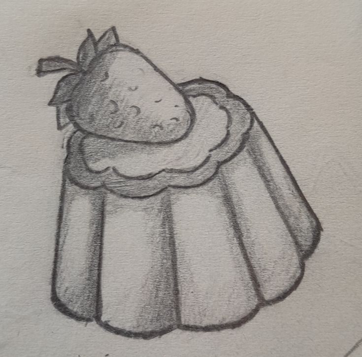 Desenho Fácil para Desenhar de Delicioso pudim com morango