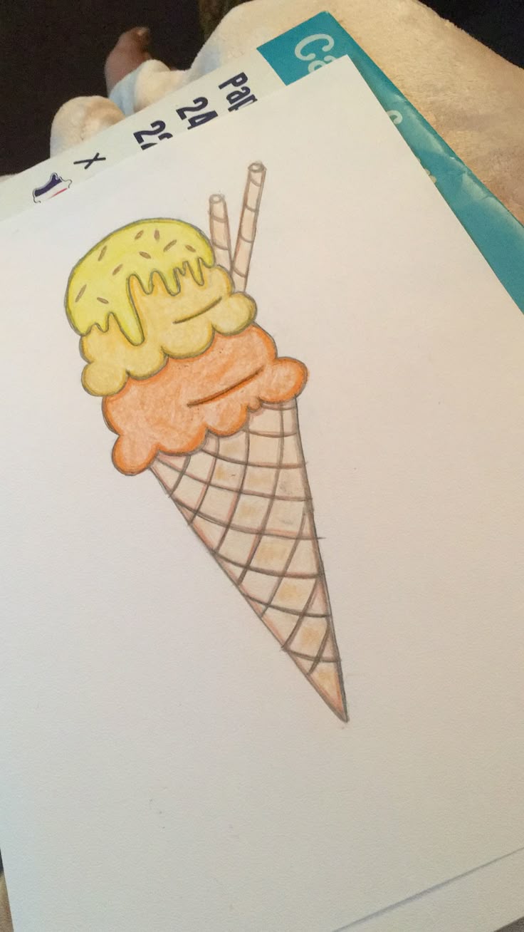 Desenho Fácil para Desenhar: Casquinha de sorvete colorida